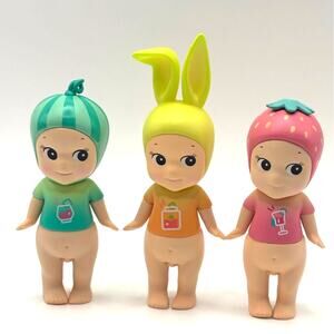 Set of 3 New Unbranded Kewpie/Angel Mini Figures, Cactus, Fruit & Veg Drink